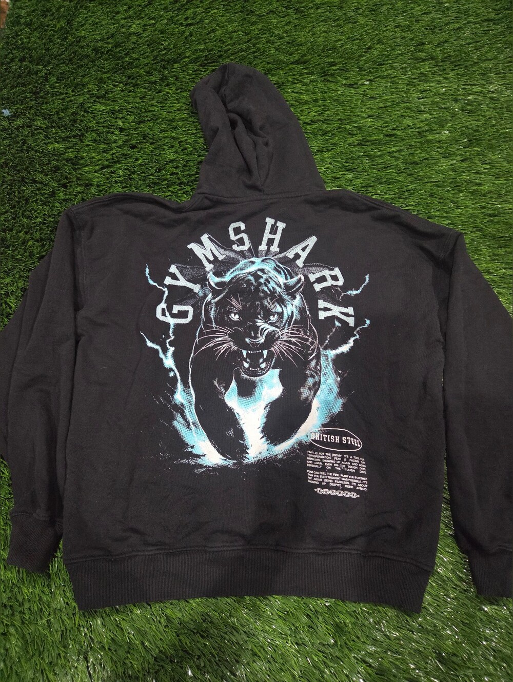 Gymshark Black Hoodie with Blue Panther Graphic